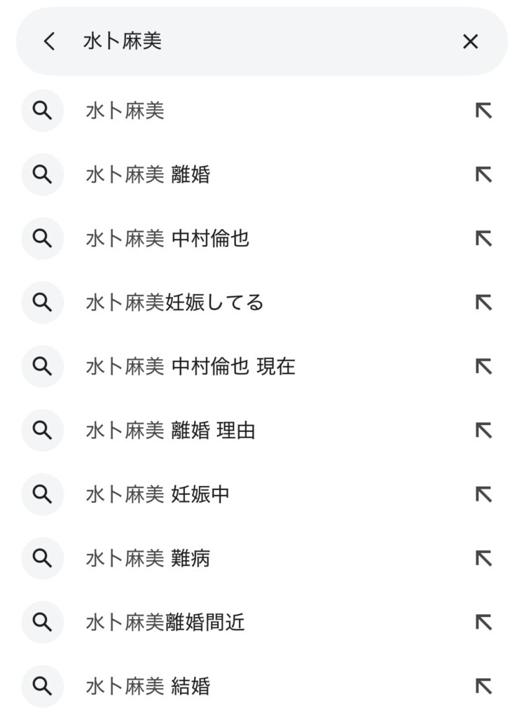水卜麻美のGoogle検索リスト