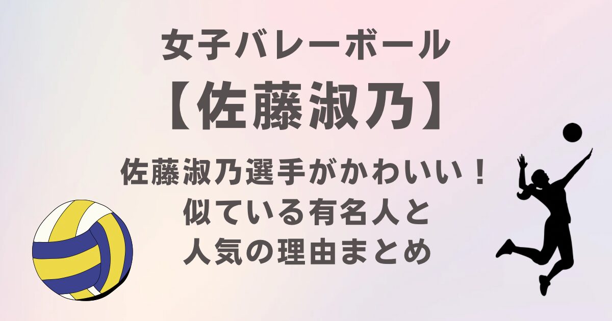 バレーボール佐藤淑乃選手がかわいい！似ている有名人と人気の理由まとめ